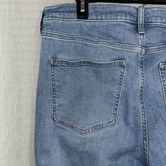 GAP 33/16 Blue Vintage Slim High Rise Light Wash Two Tone Stripe Raw Hem Jeans - Picture 9 of 16